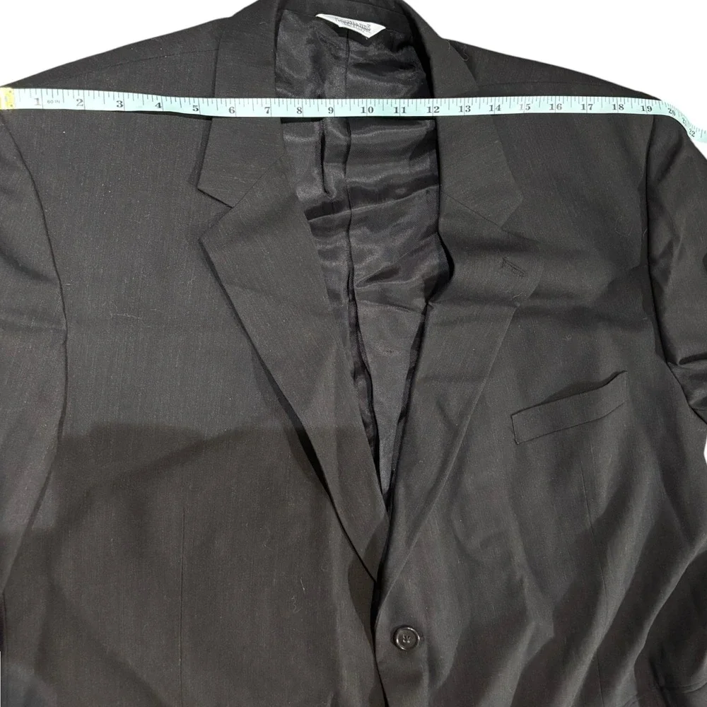 Joseph & Feiss Mens 100% Wool 2 Piece Suit Black 48 Short 46 Waist RN 77219 READ